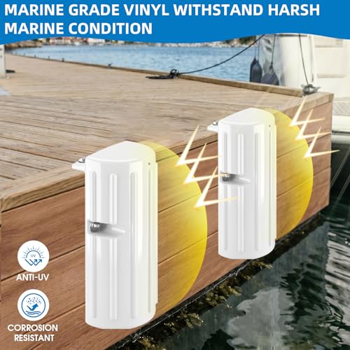 White 6 Pack Dock Bumper Fender for Boat Docking Protection, Marine Grade Vinyl