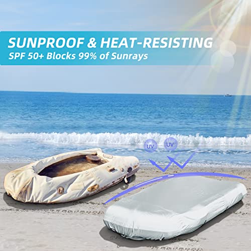 600D Marine Grade Waterproof Dinghy Cover for 10.5-11.5 ft Boats Silver Sunproof