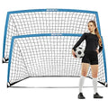 Portable Soccer Goals for Backyard and Beach, 6x4 & 9x5 FT with Target Gate - Blue, 2 Pack