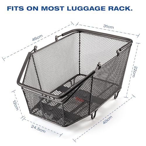 Large Capacity Bicycle Rear Rack Basket with Quick Release, Waterproof Cover & Cargo Net