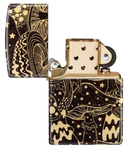 Zippo Mushroom Drift Design 540 Tumbled Brass Windproof Pocket Lighter - Unique Psychedelic Pattern