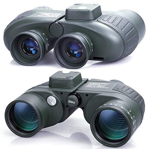 USCAMEL 10x50 Marine Binoculars with Compass & Rangefinder Waterproof for Sailing & Water Sports