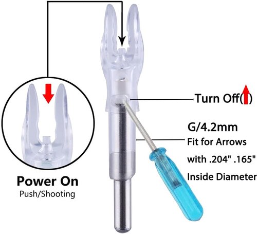 G Lighted Nocks - High-Visibility LED Arrow Nocks with ON/OFF Switch | 6/12 Pack for .165-.246 ID