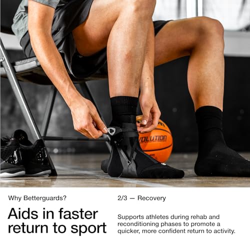Ankle Brace Support - Right, Black, Medium, Ultra-Light Compression for Sports Recovery