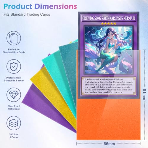 500 Card Sleeves Toploaders Set - 5 Colors for Trading Cards, Standard Size