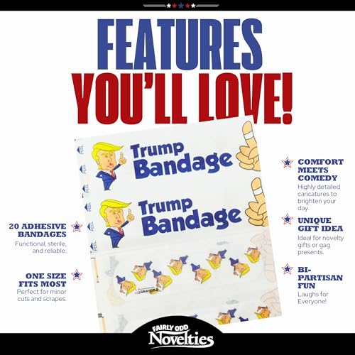 2.86 x 0.75 Inch Donald Trump Novelty Adhesive Bandages - Funny Gag Gift