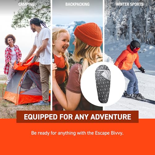 SOL Escape Bivvy XL Emergency Shelter with Hood, Reflects 70% Body Heat, Gray, 91" x 35"
