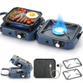Blue 2 Burner Propane Camping Stove with Griddle - Portable, 24000BTU