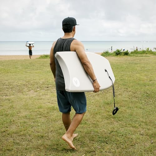 Veer Adult Body Board Yellow - High Performance Boogie Board with Neoprene Tether