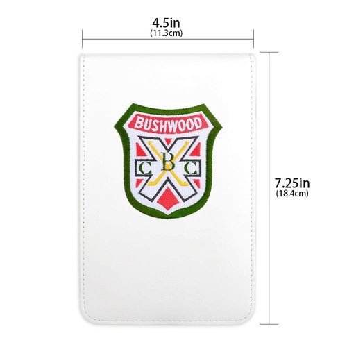 Craftsman Golf Bushwood Golf Shield White Leather Golf Scorecard & Yardage Book Holder Cover Also can Customize Your Name Version (Normal One)