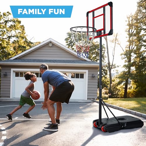 Kids Adjustable Portable Basketball Hoop System 70.5-82.3 Inches with Wheels & Fillable Base