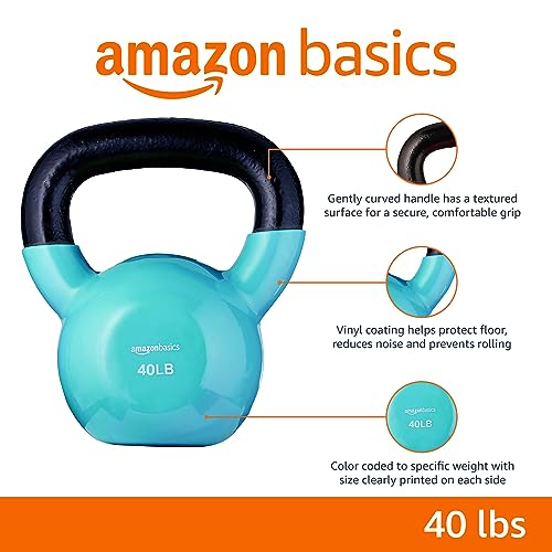 Amazon Basics Vinyl Kettlebell - 40 Pounds for Strength & Workout