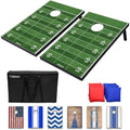 Cornhole Set with Football Field Design - 3x2 ft Portable Tailgate Game - Includes 2 Boards & 8 Bean Bags - Variation: 3 x 2 ft Football