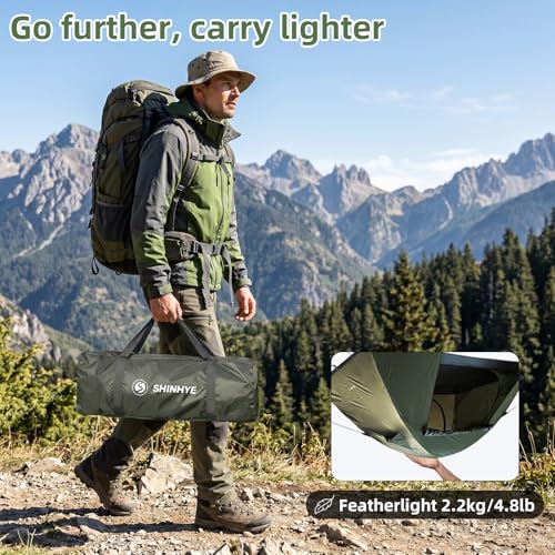 ShinHye 2-Person Green Ultralight Waterproof Dome Backpacking Tent with Easy Setup