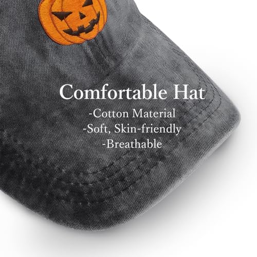 Pumpkin-Black Baseball Cap Funny Embroidered Trucker Flatbill Hat - One Size