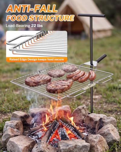 Foldable Campfire Grill Grate - Stainless Steel Outdoor Cooking Rack