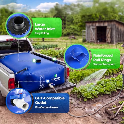 YYLXTEX 264 Gallon Blue Collapsible Water Bladder Tank for Camping & Emergency