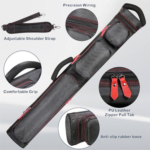 AMAZCHAT 2x4 Pool Cue Case Waterproof Dustproof Holds 2 Butts & 4 Shafts