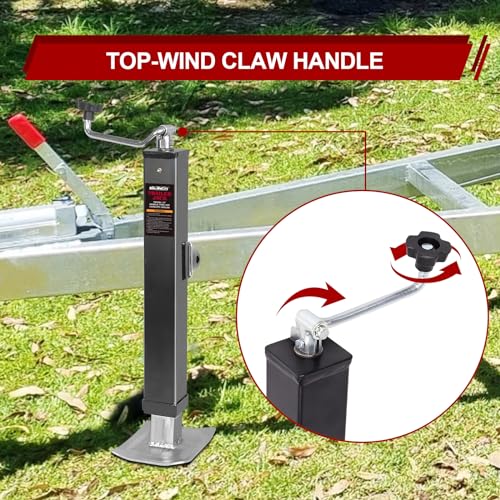 15" 7000lb Weld-On Drop Leg Swivel Trailer Jack - Square Pipe Mount, Corrosion-Resistant Black E-Coat Finish