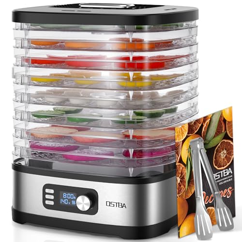 OSTBA Food Dehydrator with 8 BPA-Free Trays & Adjustable Temp, 240W