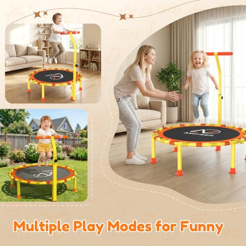 ANCHEER 38'' Kids Trampoline with Handle - Foldable Mini Indoor Jumping Mat (Orange)