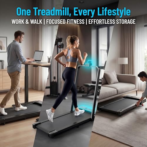 BARWING Foldable Incline Walking Pad Treadmill with Handles, 3.0HP Quiet Motor, 7.5 MPH, Black