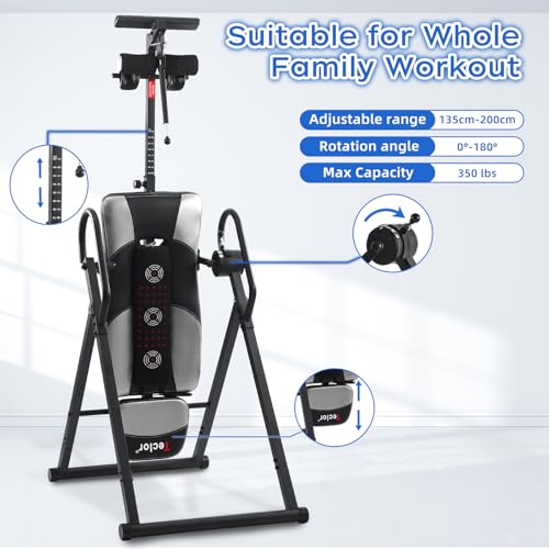 Teclor Inversion Table with Heat & Massage, 350 lbs Capacity, Silver/Black