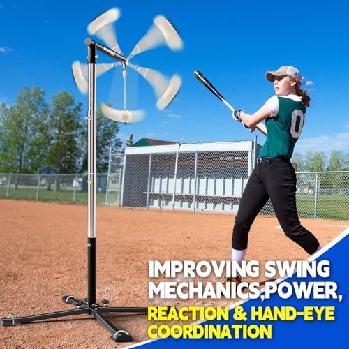 Adjustable Baseball Batting Tee with Tethered Ball for Solo Practice
