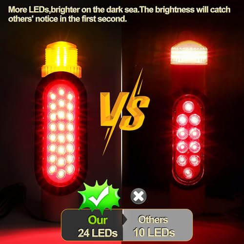 2PCS Boat Trailer Guide Pole Lights with Turn Signal & Brake, Waterproof Marine LED