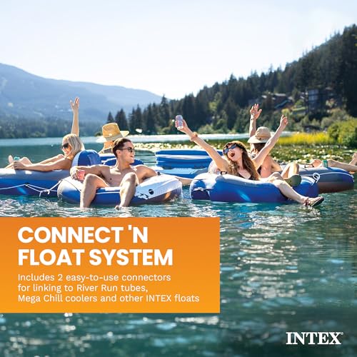 Inflatable Pool Float Island for 5 People with Lounge & Cooler - Blue Tropic
