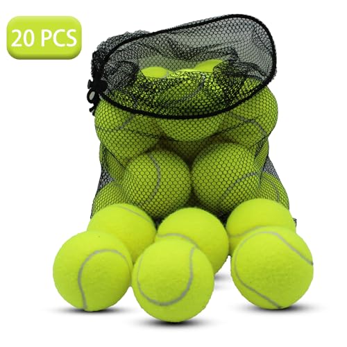 Yellow Tennis Balls 20 Pack Practice & Dog Balls with Mesh Bag