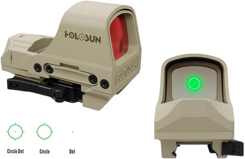 Holosun 510C Multi-Reticle Reflex Sight - 2 MOA Dot & 65 MOA Circle - Solar FailSafe & Shake-Awake, Red/Green