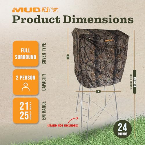 Muddy 7' Tall Quad Pod Hunting Blind Cover with 4 Zippered Windows - 1 Pack