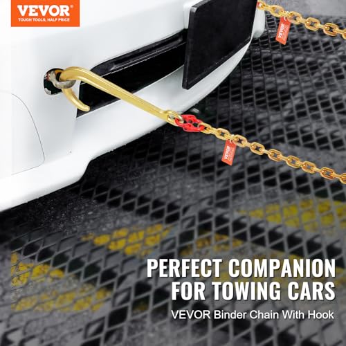 VEVOR 5/16 Inch x 6 FT G80 Heavy Duty Tow Chain with J Hook & Clusters