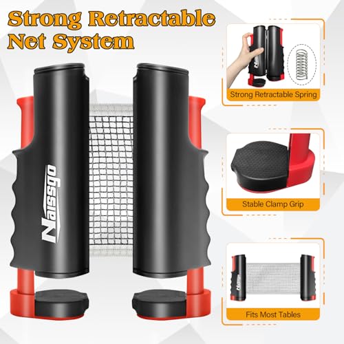 Portable Table Tennis Set with Retractable Net and 2 Paddles for Indoor Outdoor Play