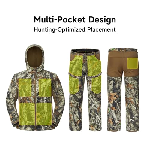 TIDEWE Men's Hunting Clothes with Silent Fabric & Fleece Lining - Large Next Camo G2
