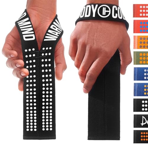 WARM BODY COLD MIND Black/White Lifting Wrist Straps for Oly Weightlifting - Pair