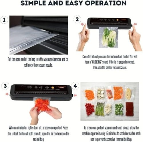 MEGAWISE Vacuum Sealer Machine - 2025 Model with Starter Kit, Compact Design & 10 Bags Included