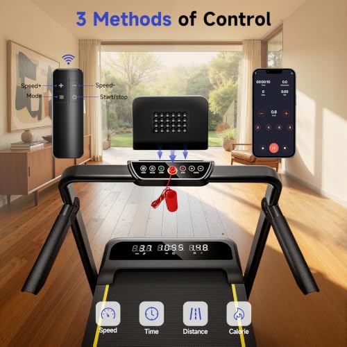 YPOO Foldable Walking Pad Incline with Handle Bar - Dark Black, 16% Incline, Quiet Treadmill for Home Exercise