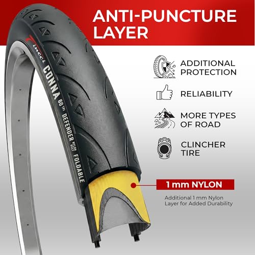 Fincci 700x23c Road Bike Tires & Inner Tubes Set - Foldable, Puncture-Resistant