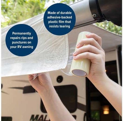 Camco 42623 Awning Repair Tape - Durable 5" x 15' Waterproof Adhesive for Quick Fixes