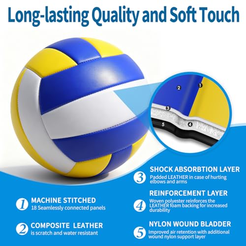 12 Pack Regulation Size 5 Volleyballs for Indoor & Outdoor Play with Pump - Soft & Durable