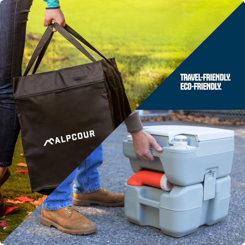 Alpcour 5.8 Gallon Portable Toilet with Pump Flush for Camping & RV