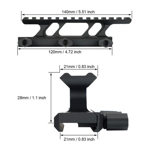 ohhunt Picatinny Riser 1.1 inch Rail Riser Cantilever Design Thumb Tightening Style Black