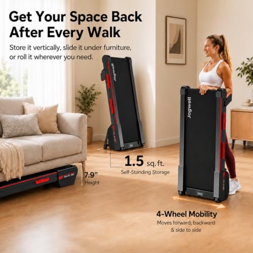 Jogwell Walking Pad with 15% Auto Incline, Full-Deck Design - Grey, Standard
