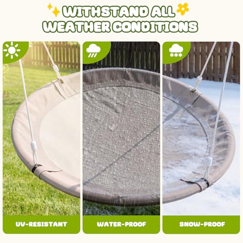 Trekassy 60-Inch Saucer Tree Swing - Taupe Large Family Outdoor Swing for Kids & Adults