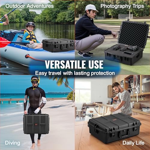 VEVOR Waterproof Hard Case 24.41x19.29x8.86in Heavy Duty Travel Protective Box