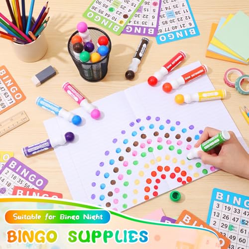 48 Pack Colorful Bingo Dot Markers - 8 Classic Colors, 15ml Capacity, Kids & Classroom Use