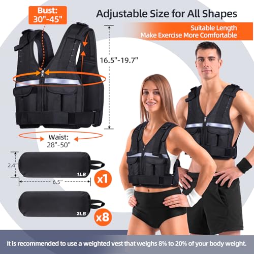 Sportneer Adjustable Weighted Vest Black 2-18 lbs for Fitness & Running