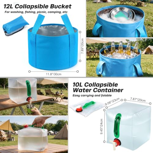 29-Piece Camping Cookware Set with Non-Stick Pots, Utensils & Collapsible Water Containers
